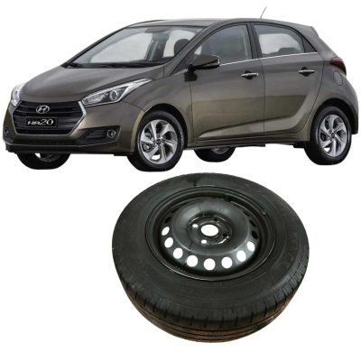 Pneu Roda Aro Ferro 14 4 Furos Hb20 2016 1.0 3C Original