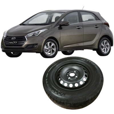 Pneu Roda Aro Ferro 14 4 Furos Hb20 2016 1.0 3C Original